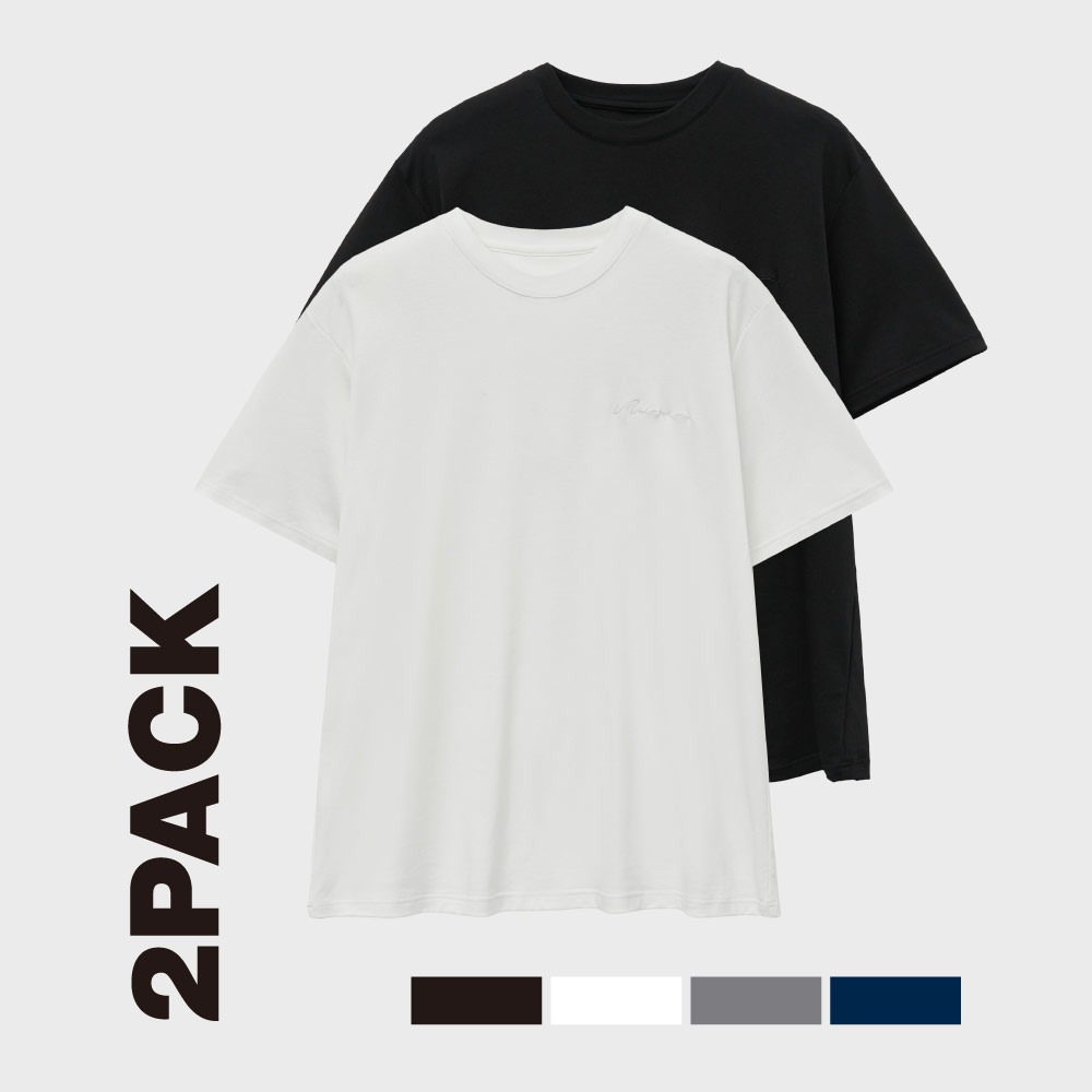 노이어, noirer, 2PACK 실크 블렌디드 럭스 티셔츠 (4CO)